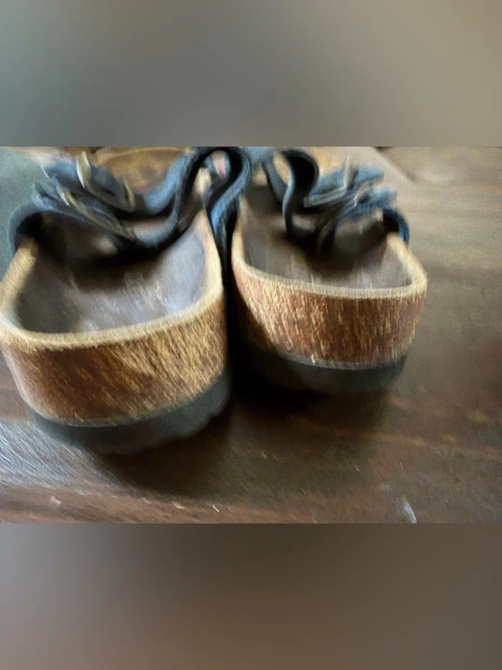 Double Buckle Navy Blue Suede Slide Sandals - Made in Spain 8.5M 10W